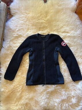 Canada Goose hybridge Navy Blue wool fleece Sherpa shearling fur jacket S/P